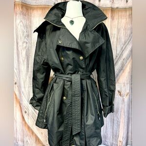 Pulse Black Belted  Trench RainCoat with detachable Hood